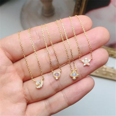 China TRENDY fine jewelry 925 sterling silver gold plating small opal pendant necklace for women for sale