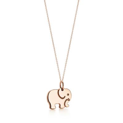 China FASHIONABLE Latest Design Cute Rose Gold Plated Elephant 925 Sterling Silver Animal Pendant Necklace for sale