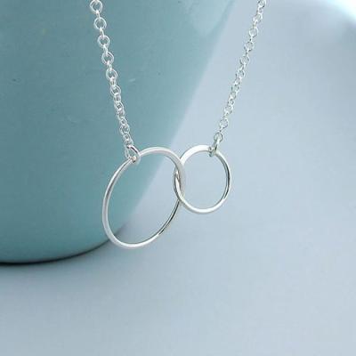 China Juzhi FASHIONABLE Fashion 925 Sterling Silver Double Circle Pendant Necklace For Women for sale