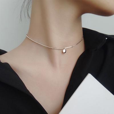 China Wholesale FASHIONABLE 925 Sterling Silver Disc Choker Asymmetrical Chain Necklace for sale