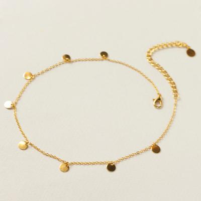 China Fashion 18K TRENDY Round Disc Gold Plating Sterling Silver Chokers Necklace for sale