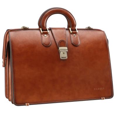 China Wholesale Business Brown Vintage Style 15.6 Inch Laptop Lawyers Genuine Leather Briefcases For Men for sale