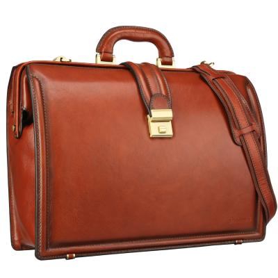 China Simple Italian Vegetable Tanned Leather Bags Custom Pilot Men Leather Briefcase for sale