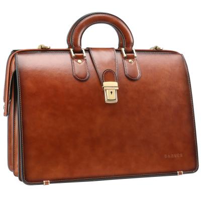 China Vintage Banuce Brown Business Work Bag Classic and Lawyer 15.6 Inch Genuine Leather Men Laptop Briefcase for sale