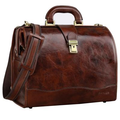 China Vintage Executive Hard Luxury Italian Vegetable Tanned Leather Briefcase for sale