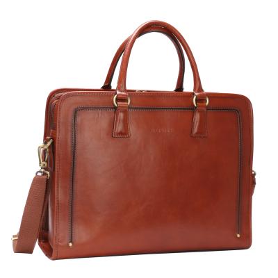 China Italian 14 inch classic and retro custom grain full laptop vegetable tanned leather briefcase bags for women for sale