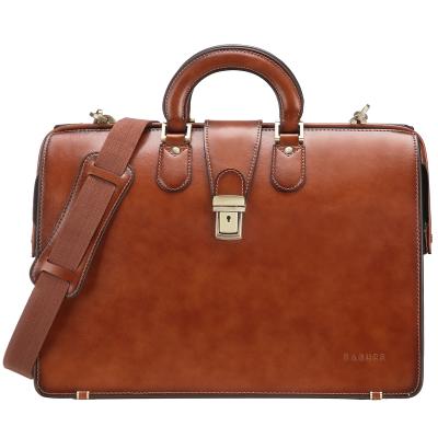 China Vintage Banuce Brown Business Office 15.6 Inch Business Briefcase and Classic Retro Full Grain Italian Leather Men's Laptop Bag for sale