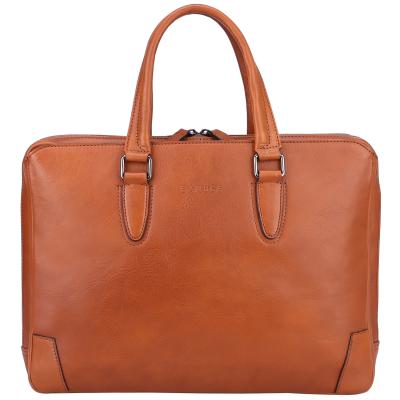 China Italian Vintage Office Bag Classic And Vegetable Tanned Leather Briefcase With Laptop Sleeve for sale