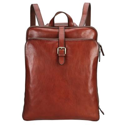 China Vintage Italian Vegetable Tanned Leather Designer Women Multifunctional Computer Backpack for sale