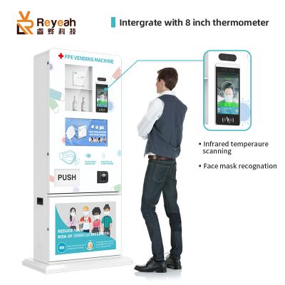 China Metro Station PPE Vending Machine Integration With Thermometer Temperature Measurement Multi Function Touch Screen for sale