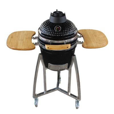 China Auplex 16inch Height Adjustable Ceramic Charcoal Grill Smoker Kamado With Bamboo Table for sale