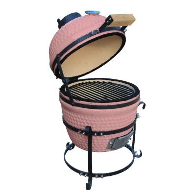 China Adjustable Size Pink Color Egg Shape 13 Inch Mini Portable Ceramic Kamado Grill for sale