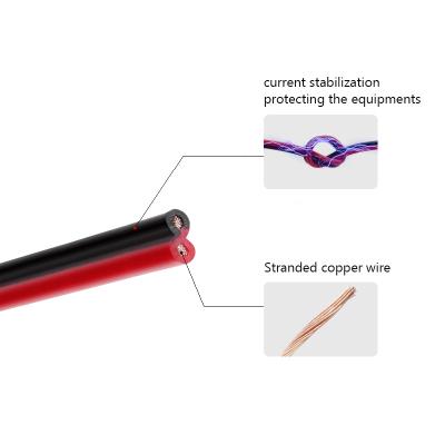 China Household Lighting Speaker Industry 300/500V 0.2mm Top Red And Black Parallel 2 Core Power Cable Copper Wire Cables for sale