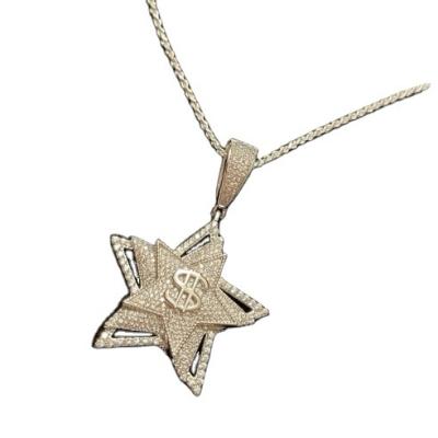 China Fine Custom VVS Moissanite Hiphop Jewelry Two Layer 925 Silver Dangle Star Soild Hip Hop Pendant Necklace for sale