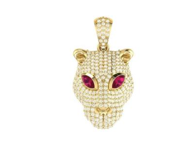 China Hip Hop Jewelry 925 Silver Leopard Bling Head Pendant Iced Out Moissanite Animal Pendant for sale