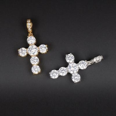 China Classic Hiphop Fashion Jewelry VVS Moissanite Pendant 925 Sterling Silver Cross Round Diamond Pendant for sale