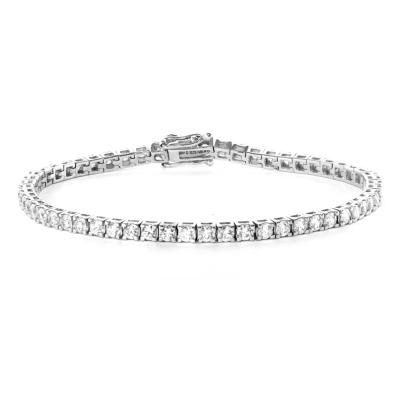 China Hiphop Hip Hop Jewelry 3mm Sterling Silver 925 Tennis Bracelet Round Shiny VVS Moissanite Cut Tennis Chain Bracelet for sale