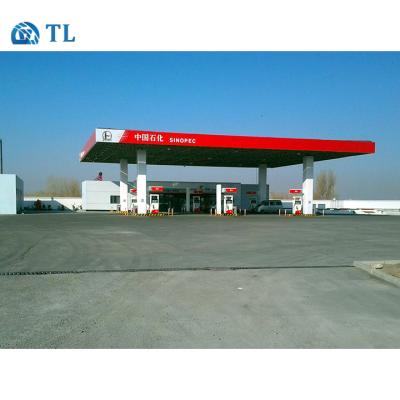 China New Structural Roofing Design Prefabricated Lightweight Steel Structure Gas Station Canopy For Gasoline for sale