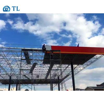 China Industrial Space Frame Steel Structure Shed Design Gasoline Gas Station Canopy For Sale for sale