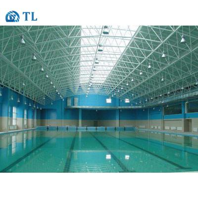 China Steel Frame Light Structure Industrial Prefab Swimming Pool Arched Waterproof Roof With Sheet Cover for sale