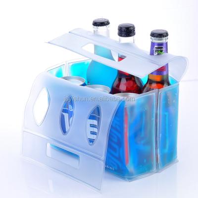 China Large Size Waterproof 6 Pack Set Beer Wine Gel Ice Pack Bottle Cooler Wine Cooler Sleeve for sale