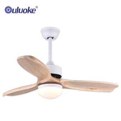 China Modern 52 Inch Iron Blades Low Profile Wood Ceiling Fan With Remote Control Led Lights for sale