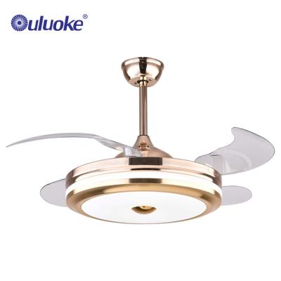 China Modern Minimalist Modern Style 42 Inch 4 Blades Hanging Chandeliers Folding Ceiling Fan Light for sale