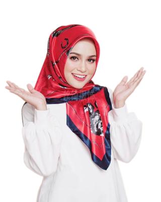 China European American Camellia Printed Square Scarf 90*90cm Satin Scarf Leisure Square Hijab Scarf Shawl for sale