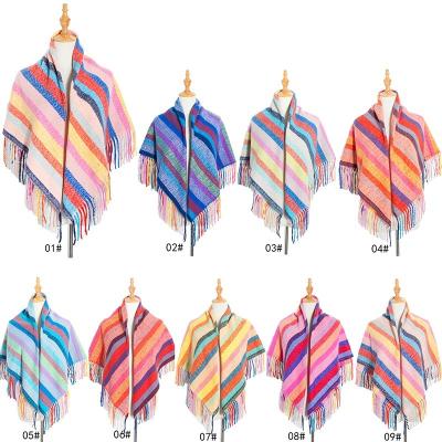 China 2021 newest outlet factory wholesale custom ribbed style stripe women scarf ladies striped luxury shawl for sale