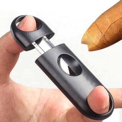 China Cigar Cutter Stainless Steel JOFI Cigar Cutter Handle Tobacco Punch Cutter Accessories Plastic Custom Black Stainless Steel Blades Cigar Cutter Double for sale