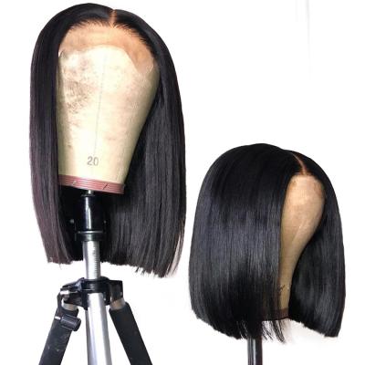 China Glueless Short Hair Silky Straight Short Wave Wig Brazilian Lace Front Wigs Closure Wigs for sale