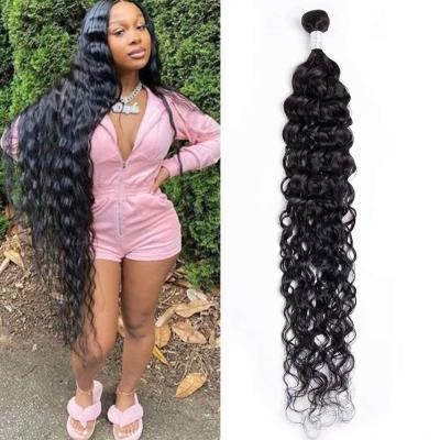 China Natural Black Color Natural Wave Long Wave Hair Bundles Weaves Unprocessed Hair Weave 300grams for sale