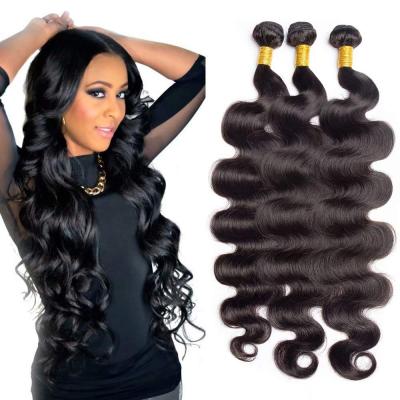 China Natural Body Wave Long Hair Bundles 3 Bundles Weave Unprocessed Remy Human Hair Weave Natural Black Color 300grams for sale