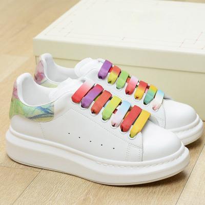 China Fashion Trend Wholesale Price Lady Walking Footwear European Good Quality Mc White Leather Colorful Sports Shoes Casual Sneakers for sale