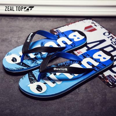 China SHOCK ABSORBING New Style Men's Beach Slippers Non-Slip Flip Flop With Printing Cool Fashionable Comfortable Slide Slippers Flip Flops for sale