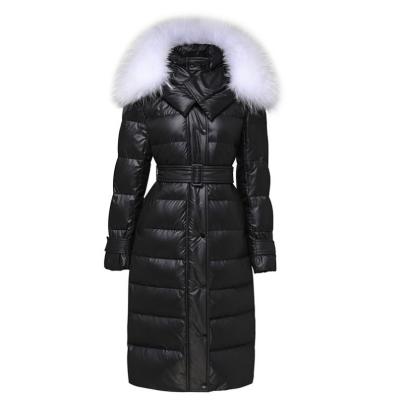 China Women's Breathable Stripper Padded Long Jacket , Women Winter Bubble Coats With Detachable Faux Fur Collar for sale