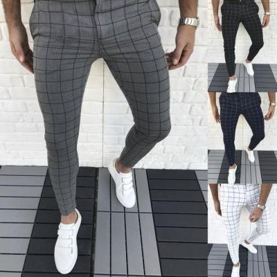 China Anti-pilling Men's Plaid Pants Slim Fit, Casual Men's Plaid Trousers Sports Pants Sweatpants Fashion Long for sale