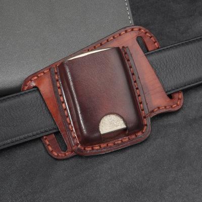 China Portable Smoking Accessories Leather Handmade Portable Lighter Cover Socket Lighter Holder for sale