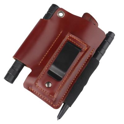 China Portable Survival Tools Kosibate Pocket Pen Flashlight Tool Belt Leather Pocket EDC Organizer for sale