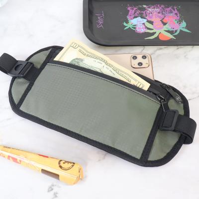 China Custom Waterproof Outdoor Activity Andirons Carbon Striped Smell Proof Waist Bag Outdoor Sports Smell Proof Pussy Pack Running Waist Bag for sale