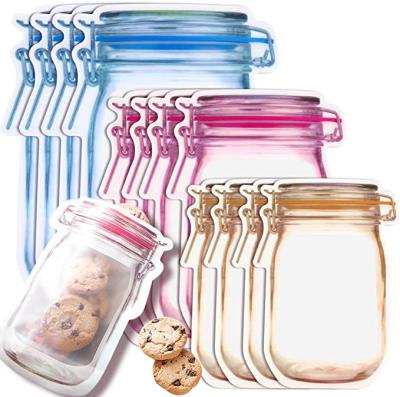 China Disposable Portable Bag Mason Jar Bottle Zip Bags Food Snack Storage Pouch For Travel for sale