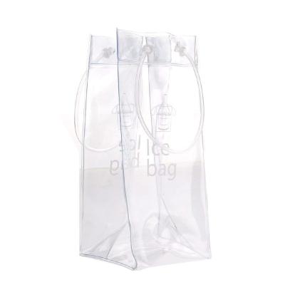 China Recyclable Portable Collapsible Clear Pvc Ice Bag Wine Cooler Bags With Handle for sale