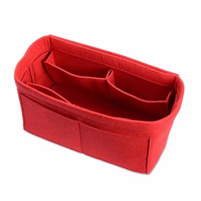 China Custom Promotion Color Pocket Bag in Bag Organizer Felt Fabric Purse Handbag Organizer for sale