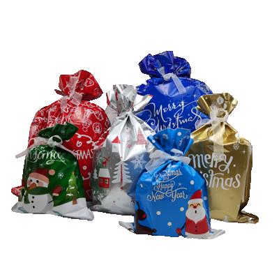 China Disposable Ready To Ship Christmas Drawstring Gift Bags For Kids for sale