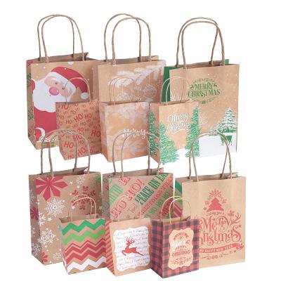 China China OEM ODM Supplier Recyclable Kraft Paper Christmas Gift Paper Bag Custom Christmas Gift Bags for sale