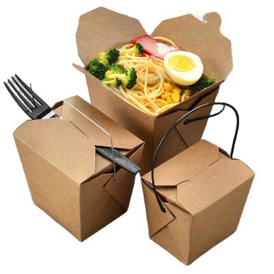 China Biodegradable Disposable Fast Food Pasta Box Salad Furit Lunch Snack Cardboard Paper Packing Takeout Box for sale