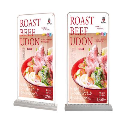 China Advertising Outdoor Type 80x180cm Banner Stand Stainless Steel Supermarket Advertising Floor Display Door Promotional Banner for sale