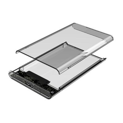 China Low Moq Hdd Enclosure USB3.1to SATA Plastic Transparent Portable External Hard Drive Case For Desktop for sale