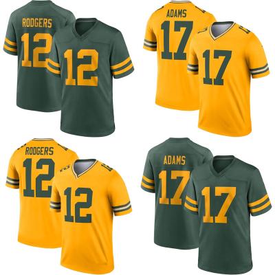 China QUICK DRY Green Bay City Nfl Pitched Packer s Team Uniform #12 Aaron Rodgers #17 Davante Adams Wholesale American Football Jersey Mens for sale