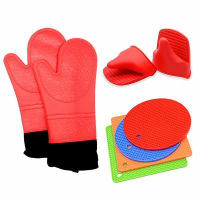 China Safe Tripod Mats Hot Potholders Set Non-Slip Silicone Counter Top Heat Viable Resistance Oven Mitts Silicone Pot Holders for sale